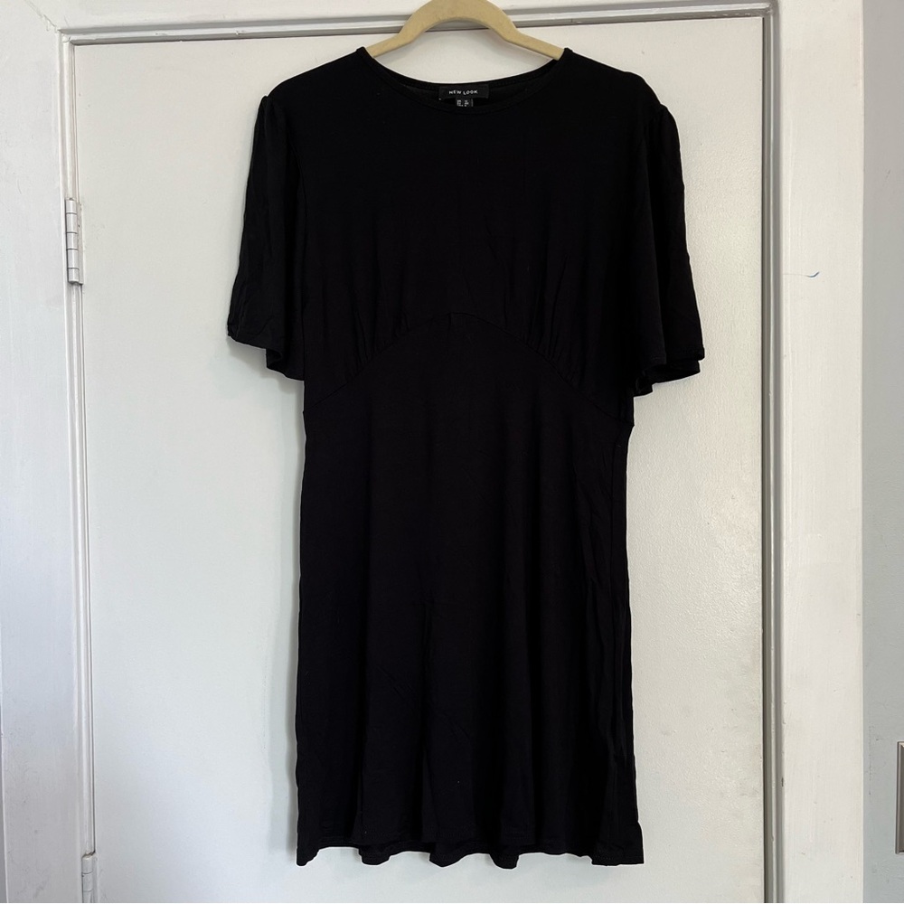 New Look Classic Black babydoll Mini dress shirt sleeveless flowy size 8